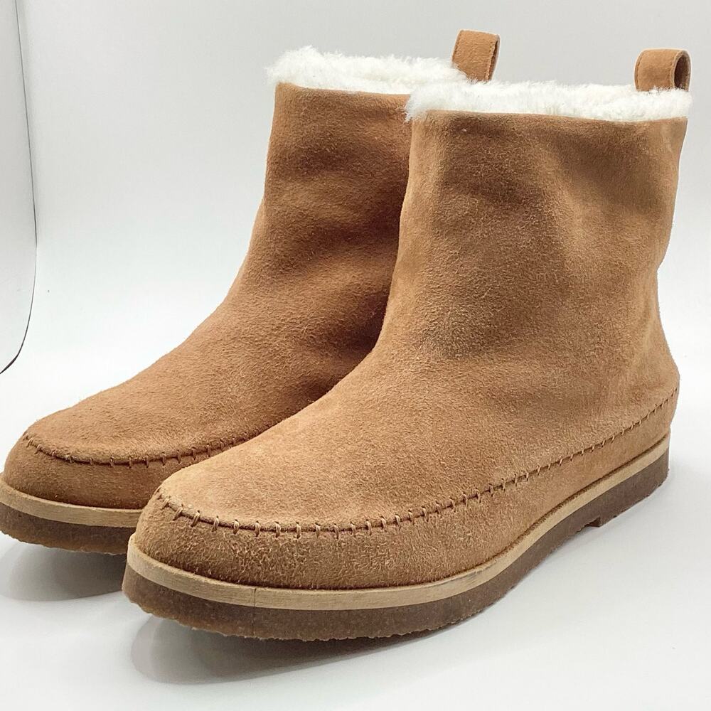 Jenni Kayne Saddle Brown Suede Ivory Shearling Moc Boot 39 9 NWOB - Picture 4 of 12
